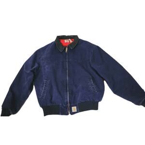 Vintage Carhartt Mens XL Blue Santa Fe Work Jacket Red Quilt Lined J14 Y2K USA